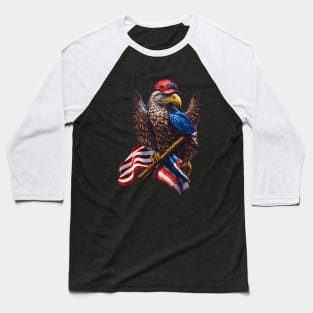 An eagle, an American flag and a baseball hat Baseball T-Shirt